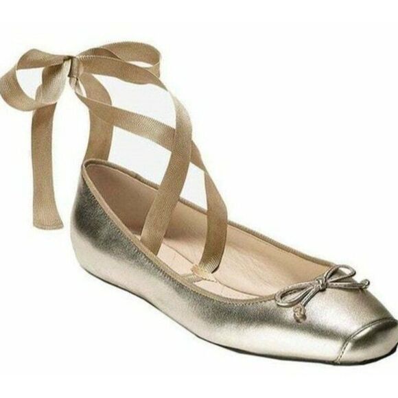 Cole Haan Women's 8.5B Downtown Ballet Gold Metallic Flats - New - Picture 2 of 7